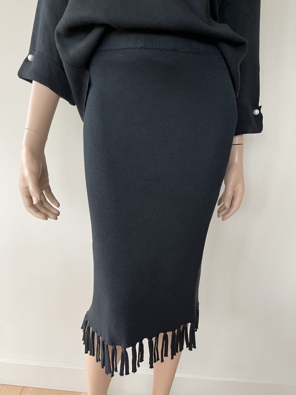 Rok met franjes zwart