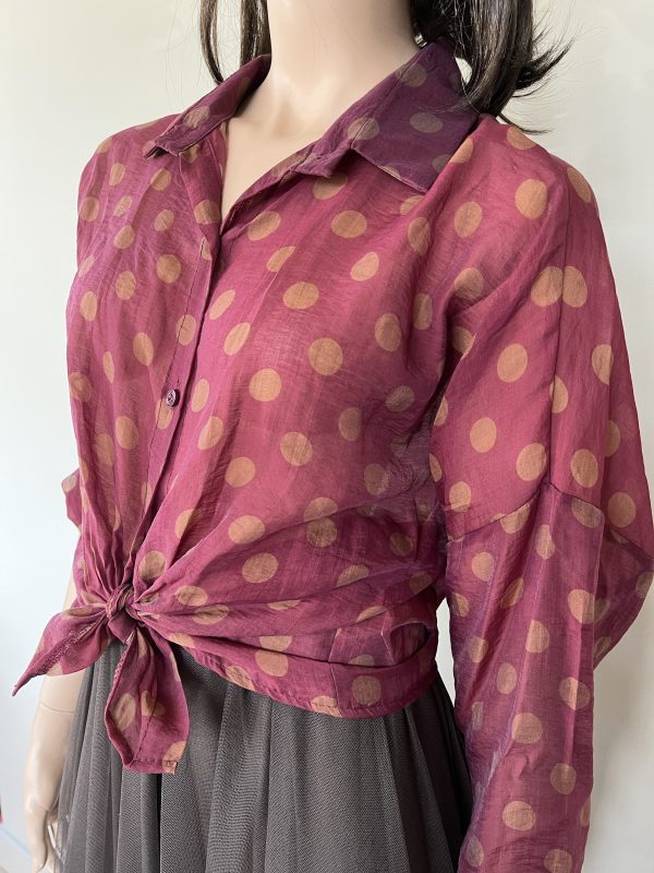 Blouse met stippen burgundy.