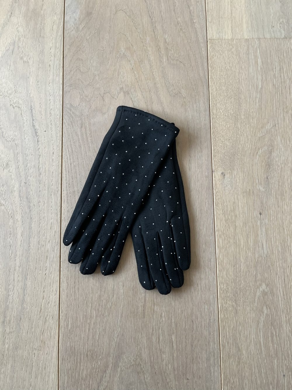 Zwarte dameshandschoenen met strassteentjes – Elegant en warm
