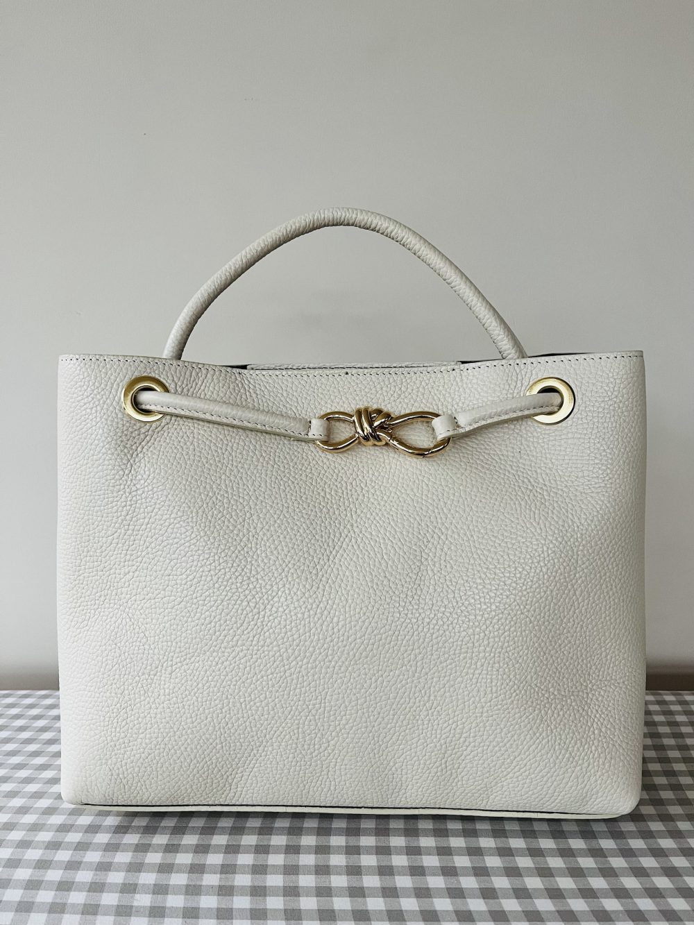 Beige leren tas Sara