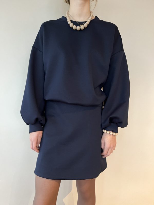 Azzurro comfy sweater en rok set donkerblauw.