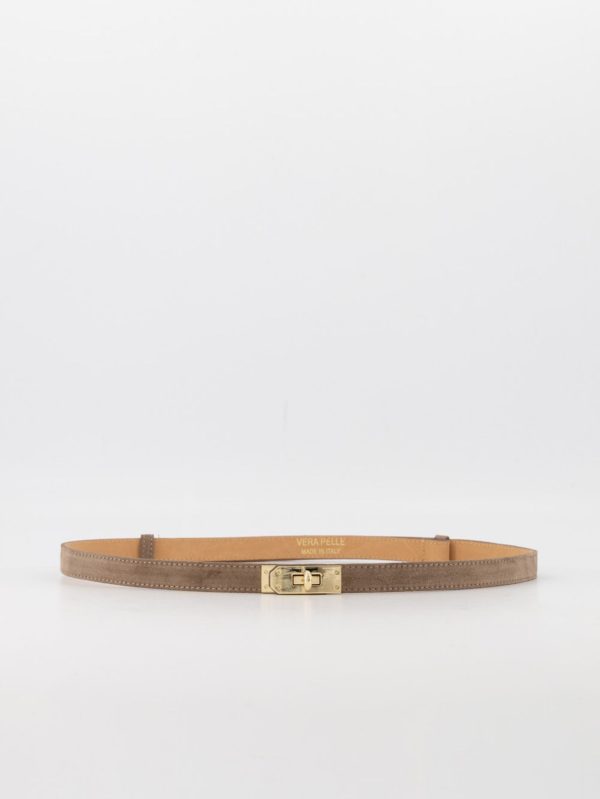 Riem verstelbaar met gesp taupe suede leer.