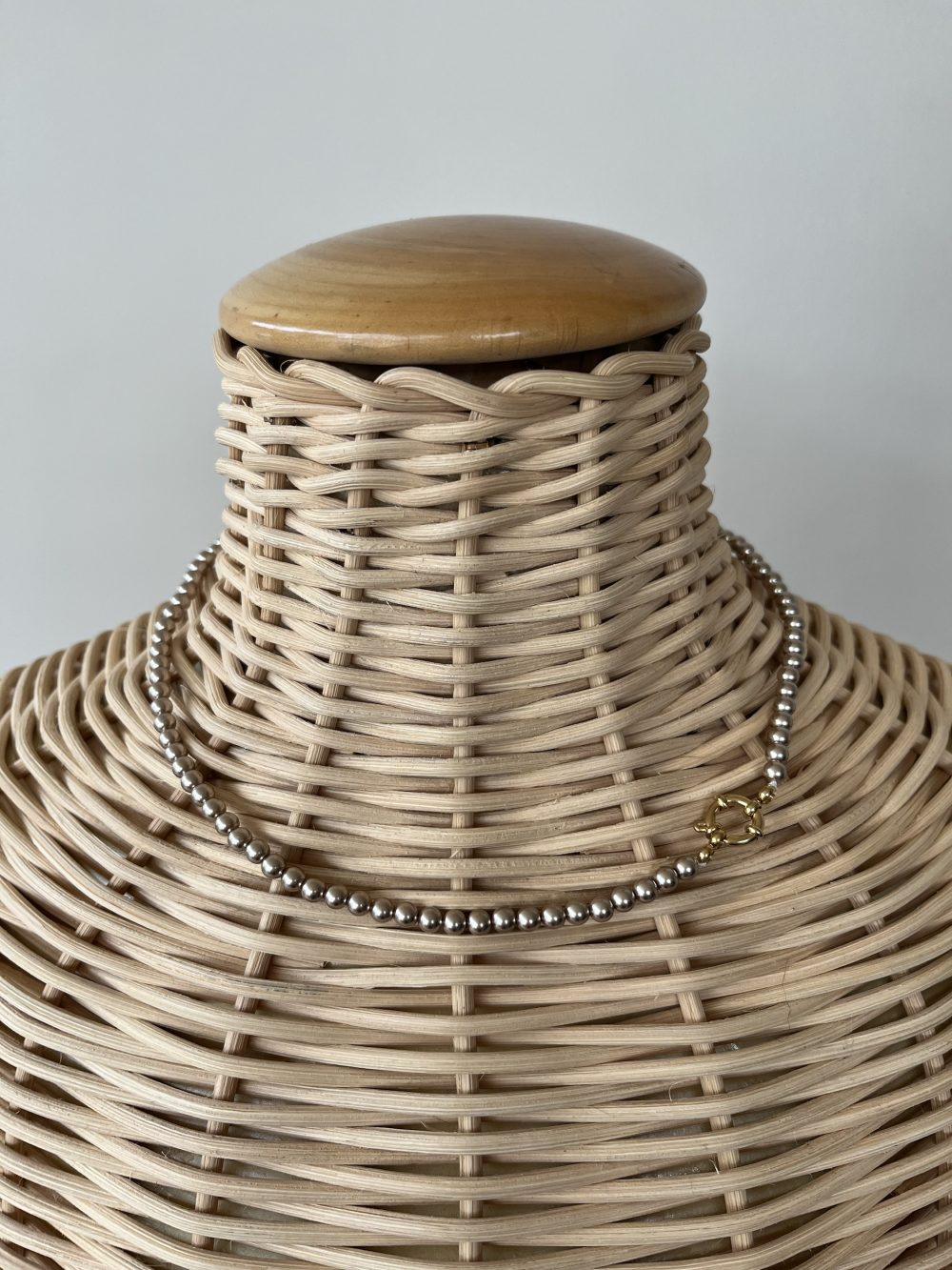 Parel ketting small brons