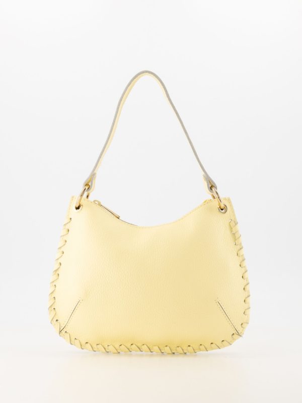 Deze hoogwaardig echt leren handtas onderscheidt zich door een uniek design met verfijnde gevlochten details langs de zijden, uitgevoerd in hoogwaardig soepel leer. Naast het elegante korte handvat wordt de tas geleverd met een lang, verstelbaar hengsel voor optimaal draagcomfort als schoudertas of crossbody. Kleur: geel.