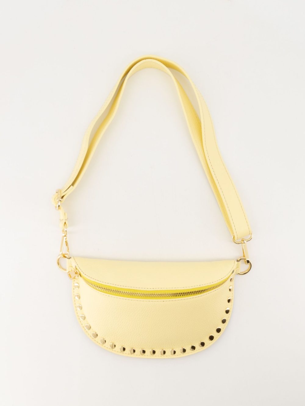 Leren heuptas met studs geel Leire
