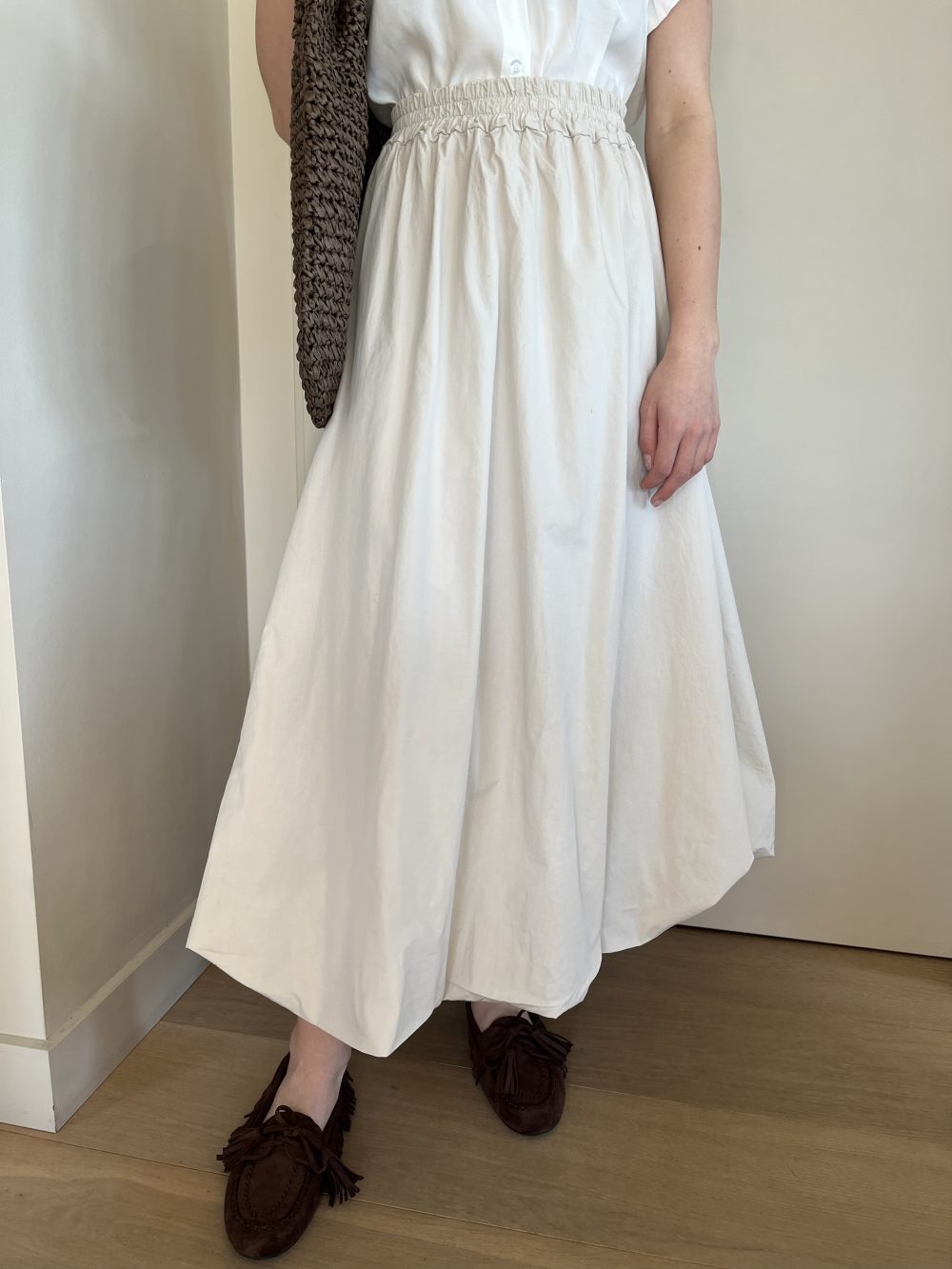 Midi ballon rok beige