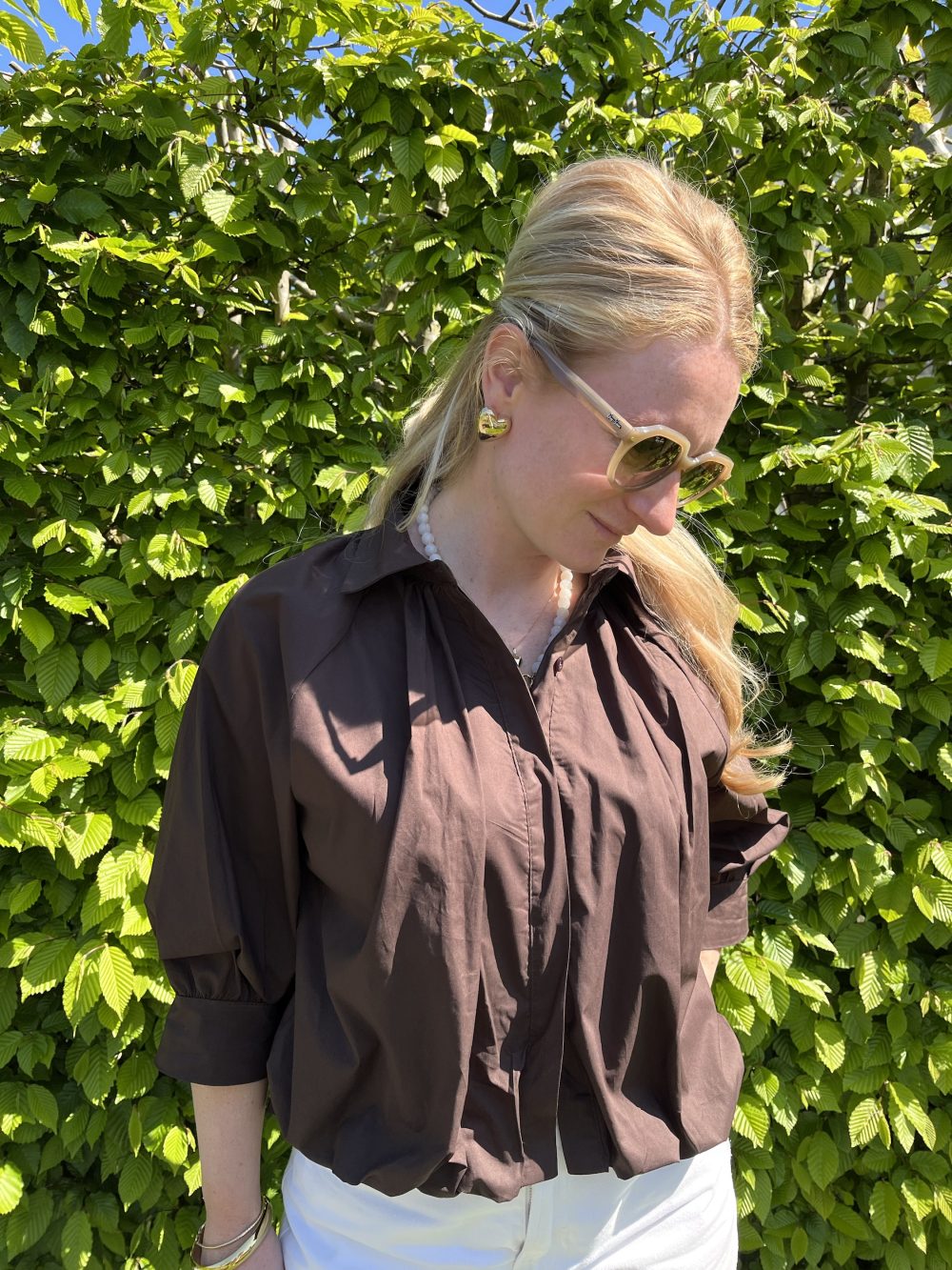 Katoenen blouse bruin