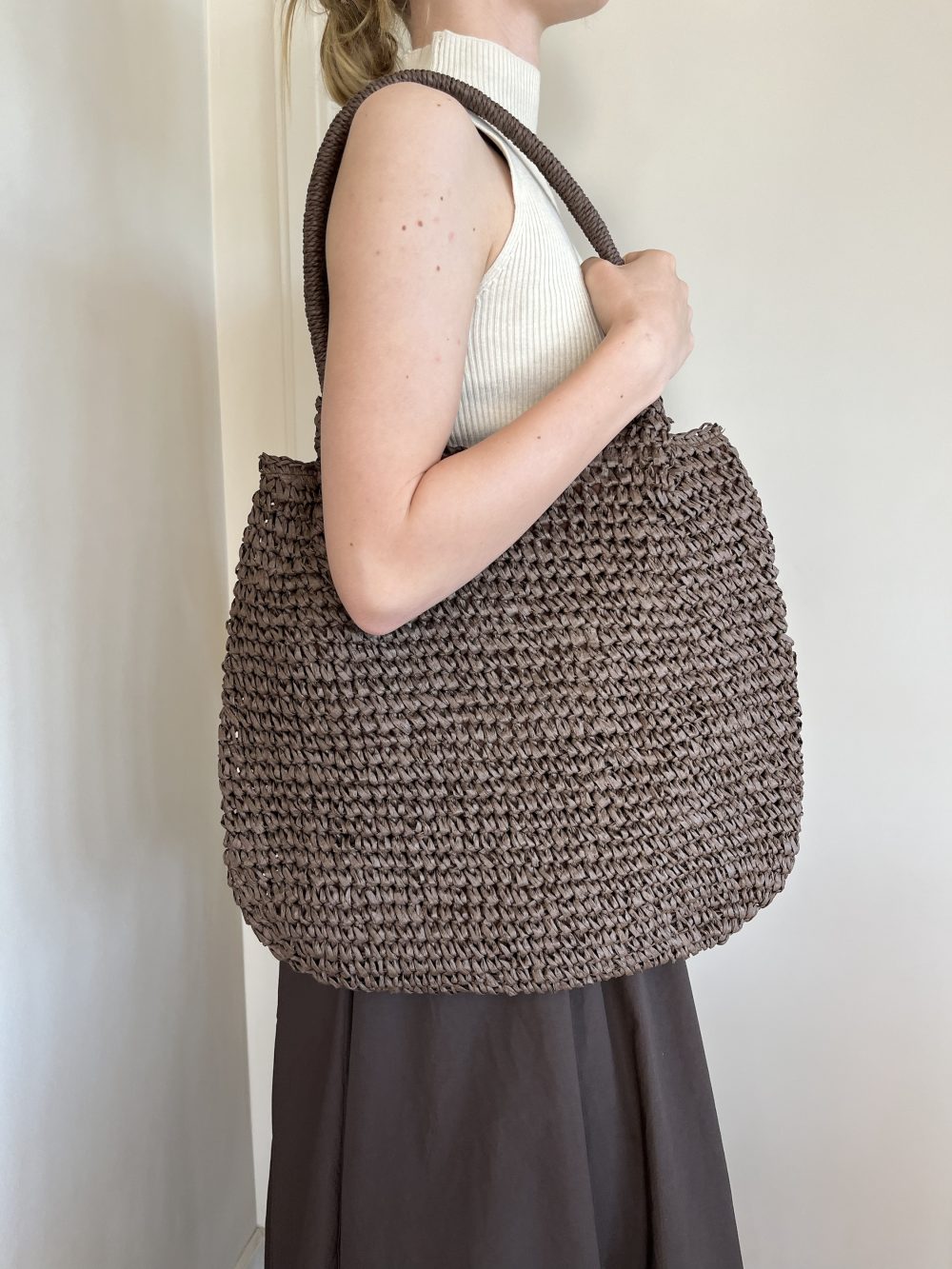 Rieten tote bag bruin