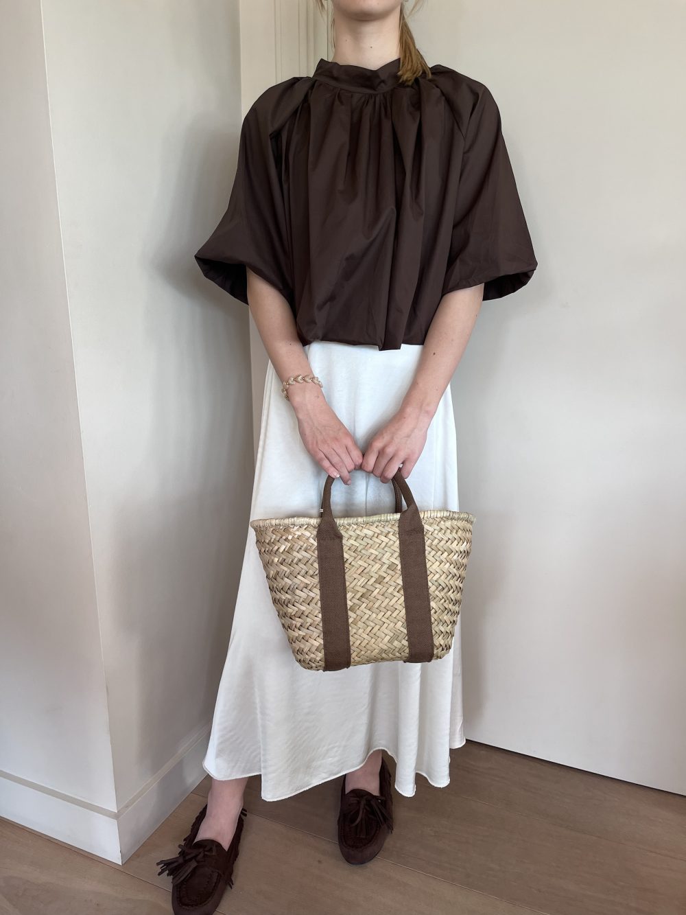 Satijnen rok beige
