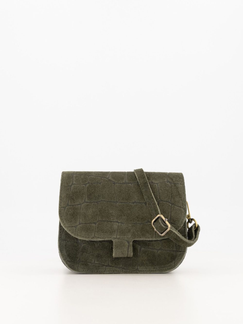 Suede croco leren tas groen Floor