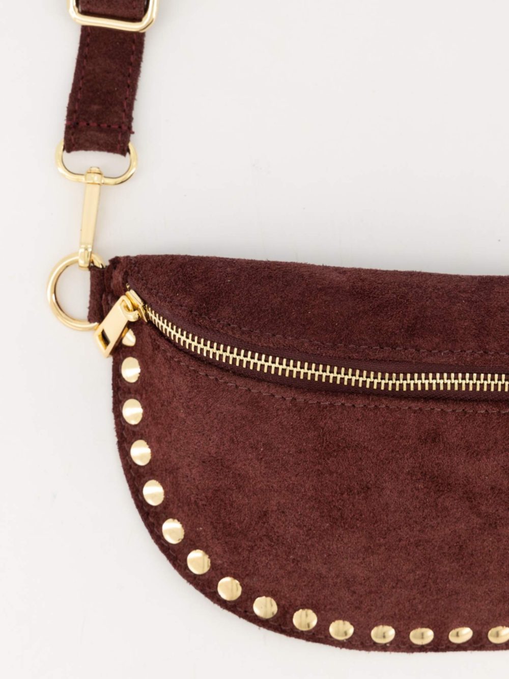 Suede leren heuptas met studs burgundy Leire