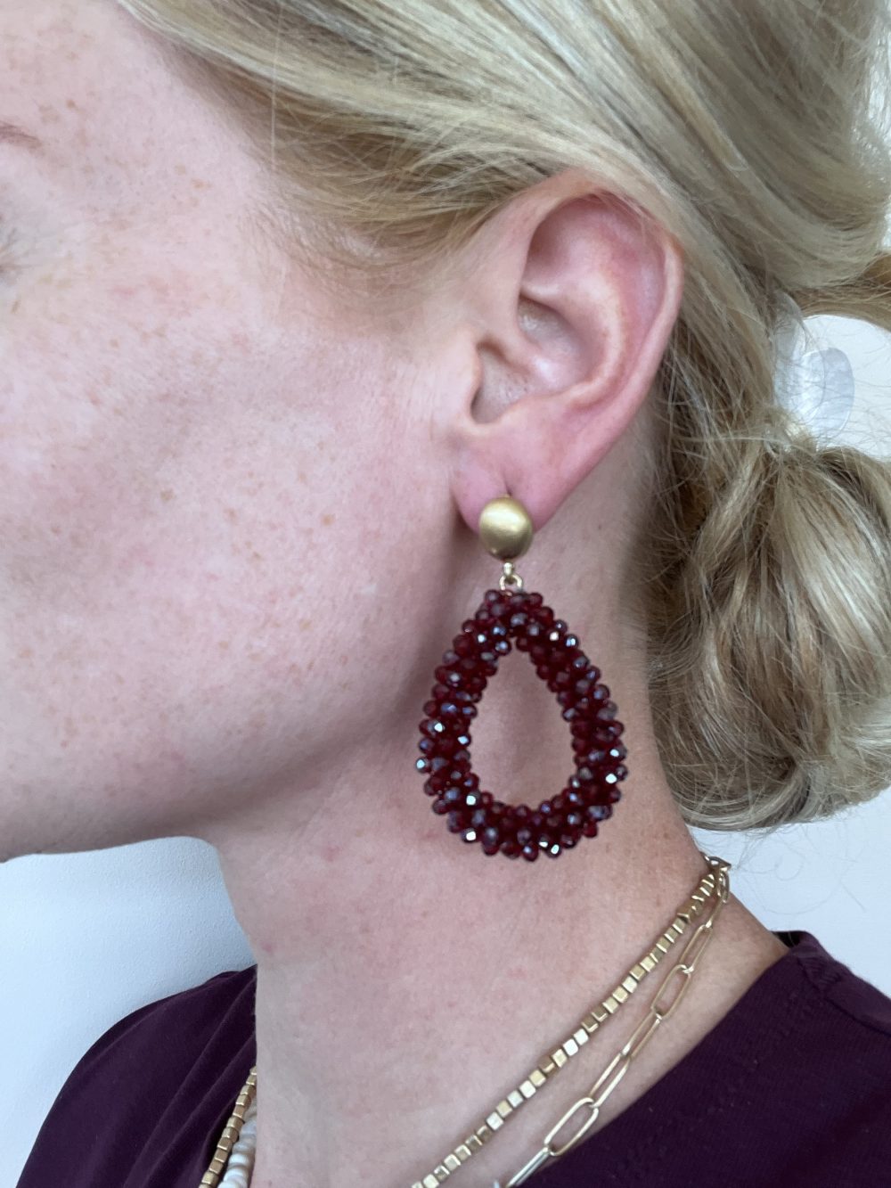 Statement oorbellen burgundy