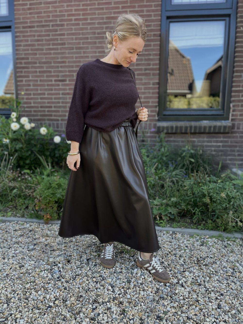 Leren rok bruin