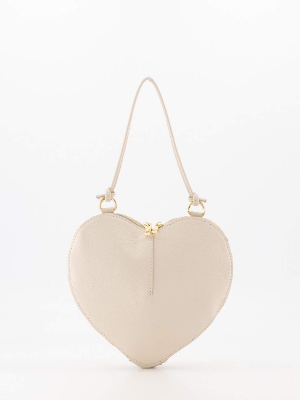 Leren hartvormige tas beige